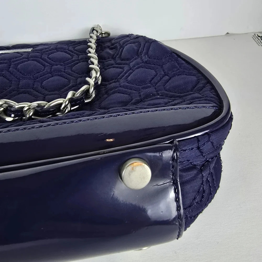 Vera Bradley Navy Blue Short Chain Handle Quilted Handbag - Picture 10 of 15